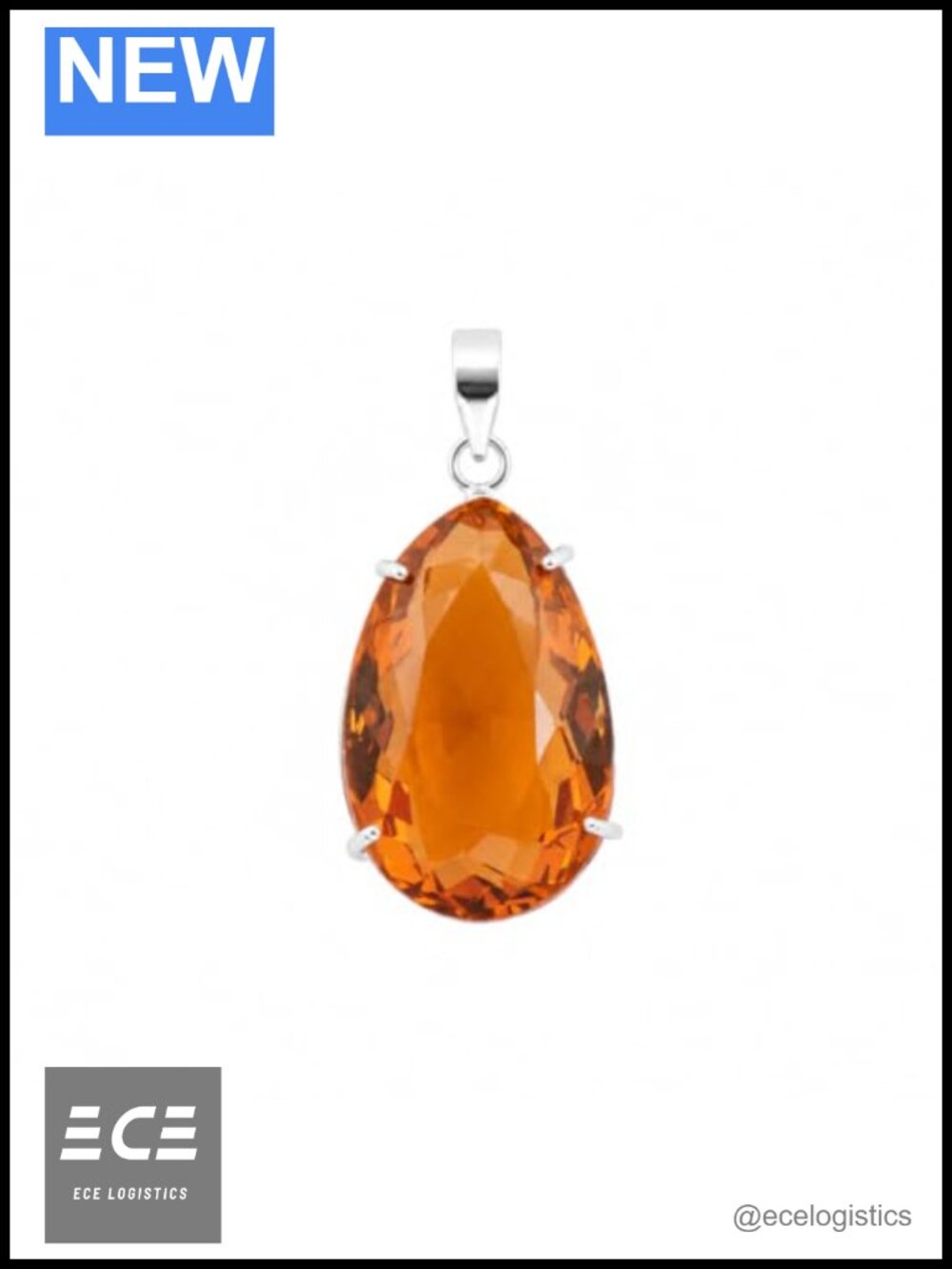 Sterling Silver Yellow Citrine Pear Pendant Necklace 925 Silver Jewelry